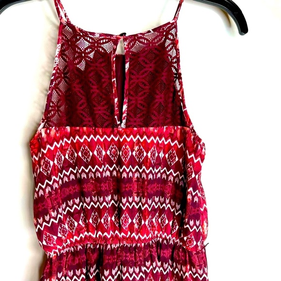 No Boundaries Burgundy Indian Print Sundress - Picture 2 of 6